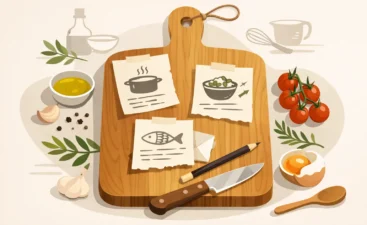 Cutting Board With Handwritten Recipe Ideas
