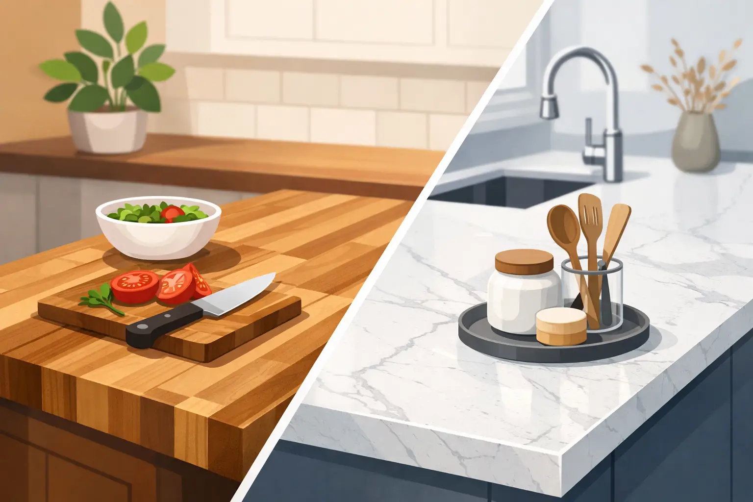 Butcher Block vs Quartz Countertops